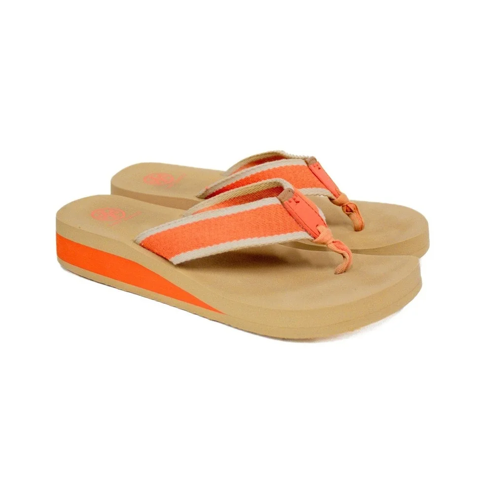 TORY BURCH 'Wilhelm' Sandal Orange & Tan Thong Style Flip Flop Size 10
